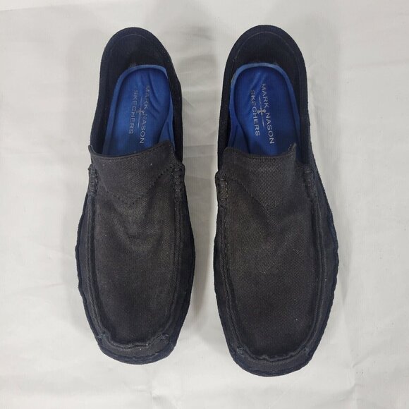 Mark Nason Skechers Loafers Men Size 7.5 Black Canvas Memory Foam Slip On Casual - Picture 2 of 10